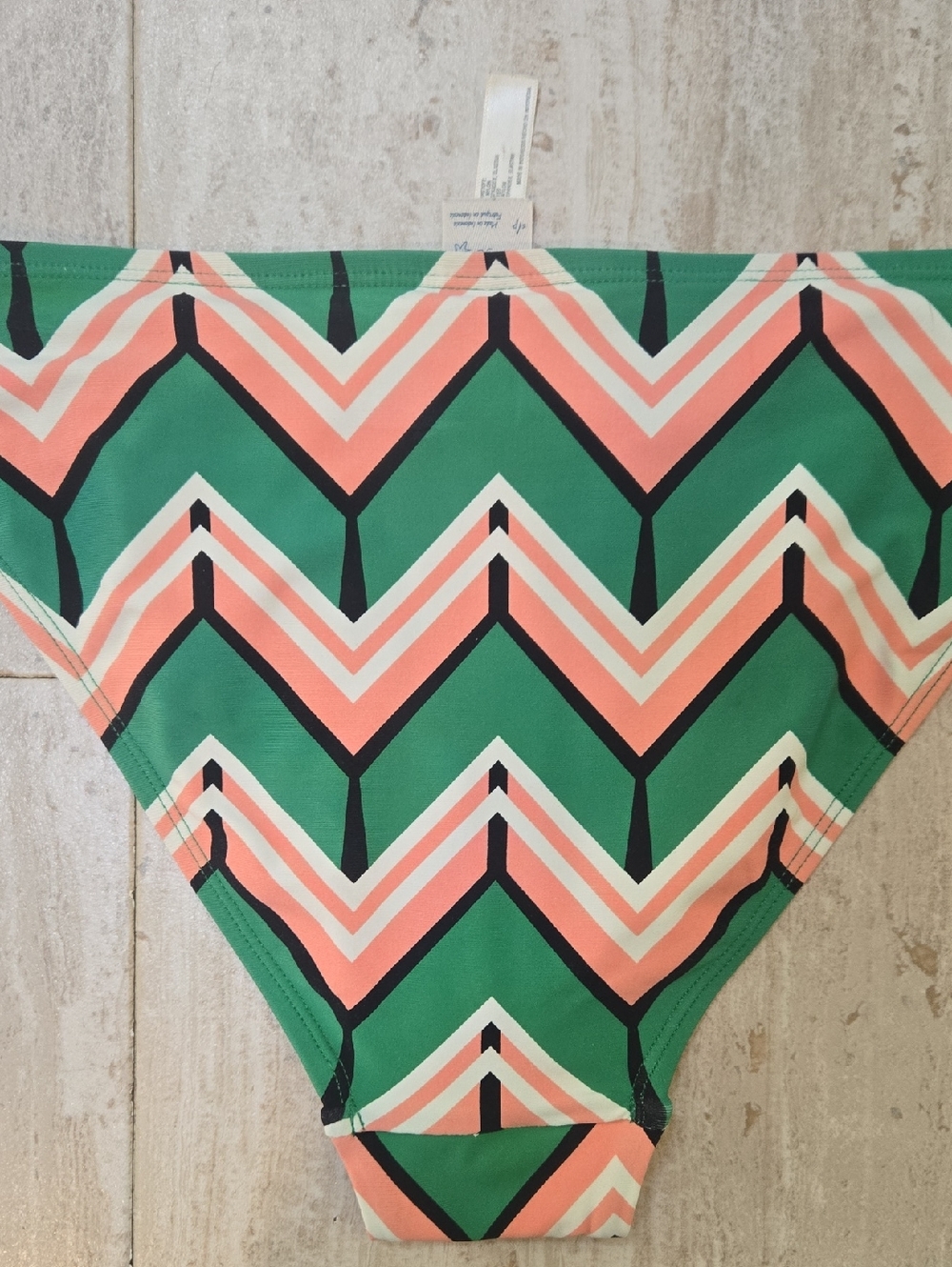 Anthropologie Green/Pink Design Print Cut-Out Side Cheeky Bikini Bottoms - Picture 7 of 8
